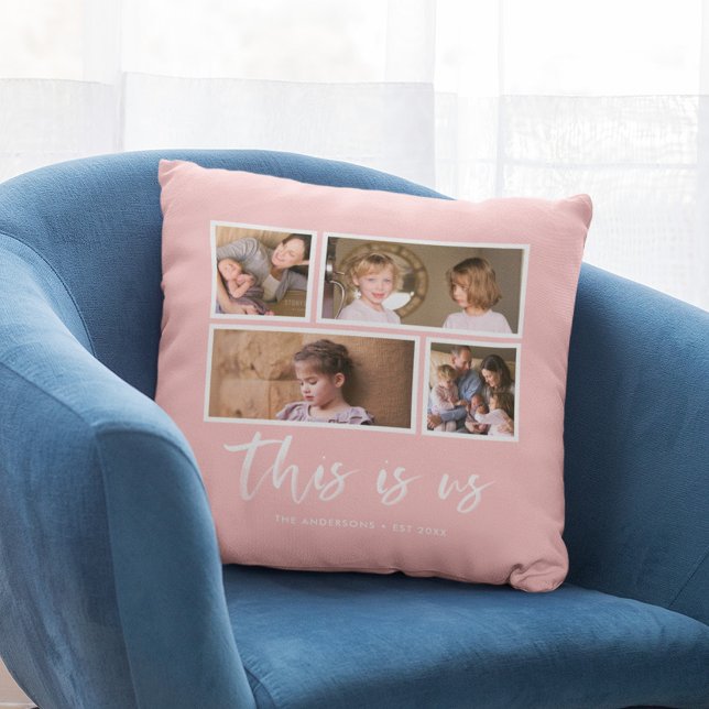 Editable Background Colour This is Us Photo Collag Cushion (Creator Uploaded)