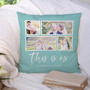 Editable Background Colour This is Us Photo Collag Cushion