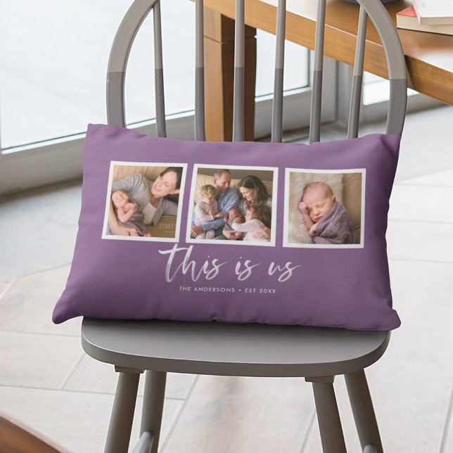 Editable Background Colour This is Us Photo Collag Lumbar Cushion (Creator Uploaded)
