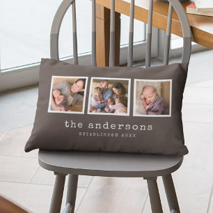 Editable Background Colour Typewriter Photo Collag Lumbar Cushion