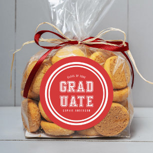 Editable Background Colour Varsity Graduate Classic Round Sticker