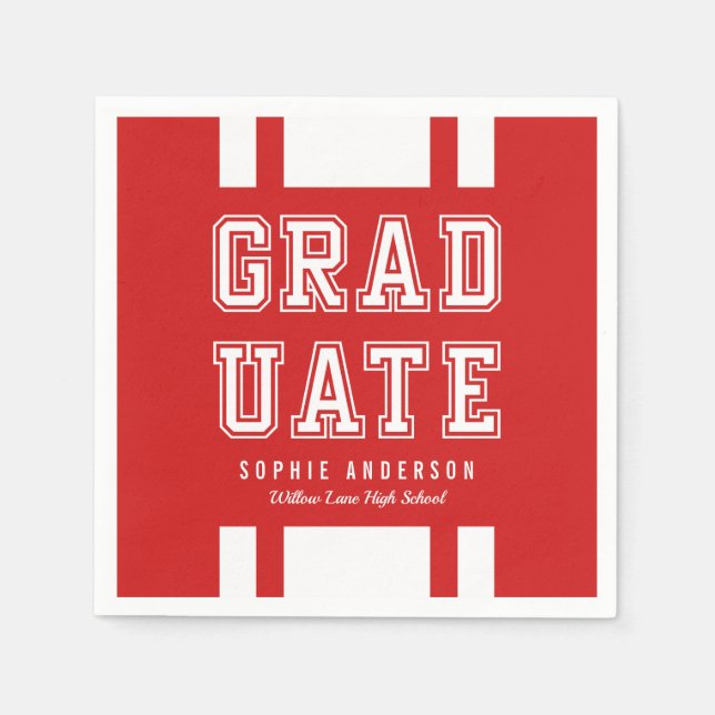 Editable Background Colour Varsity Graduate Napkin (Front)