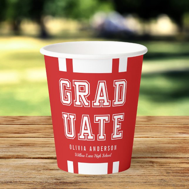 Editable Background Colour Varsity Graduate Paper Cups (Creator Uploaded)