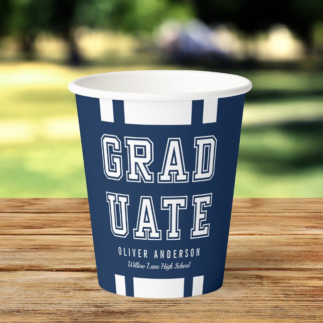 Editable Background Colour Varsity Graduate Paper Cups (Creator Uploaded)