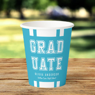 Editable Background Colour Varsity Graduate Paper Cups
