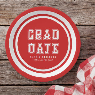 Editable Background Colour Varsity Graduate Paper Plate
