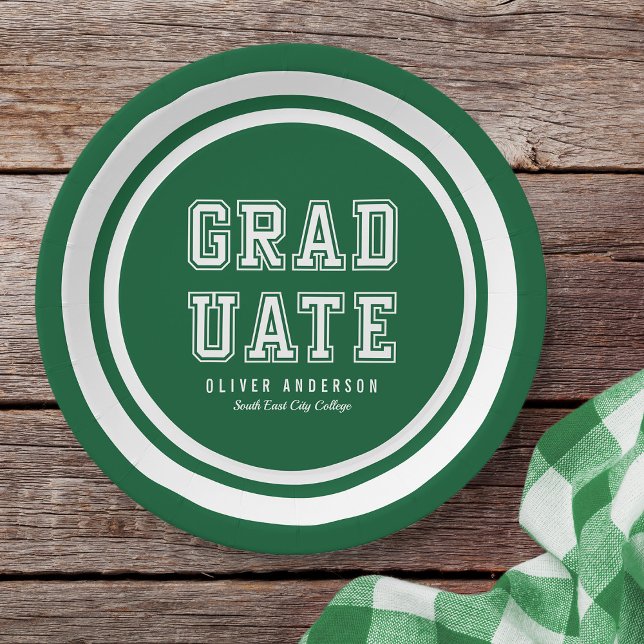 Editable Background Colour Varsity Graduate Paper Plate (Creator Uploaded)