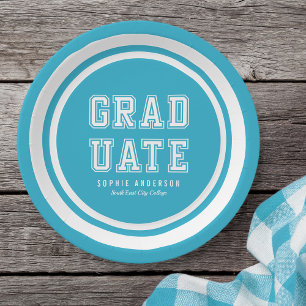 Editable Background Colour Varsity Graduate Paper Plate