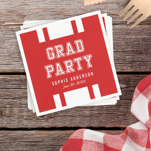 Editable Background Colour Varsity Graduation Part Napkin