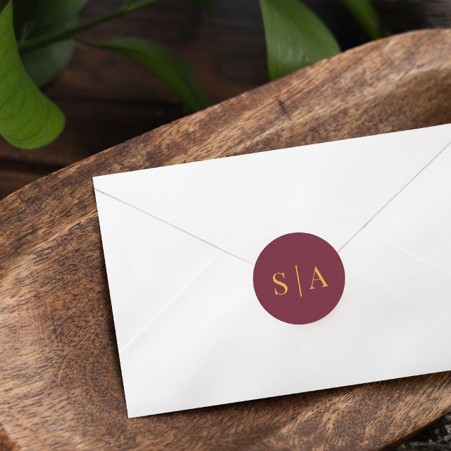 Editable Background Colour Wedding Monogram Classi Classic Round Sticker (Creator Uploaded)