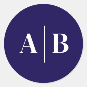 Editable Background Colour Wedding Monogram Classic Round Sticker