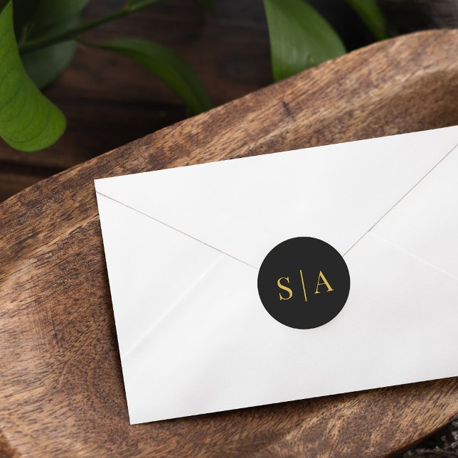 Editable Background Colour Wedding Monogram Classic Round Sticker (Creator Uploaded)