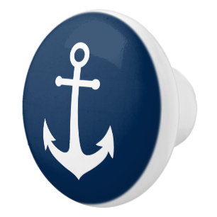 Editable Background Colour White Anchor Ceramic Knob