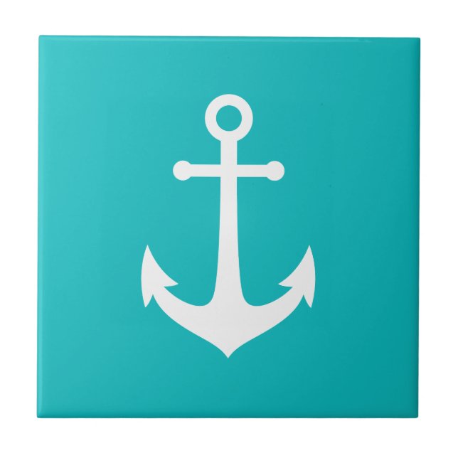 Editable Background Colour White Anchor Ceramic Tile (Front)