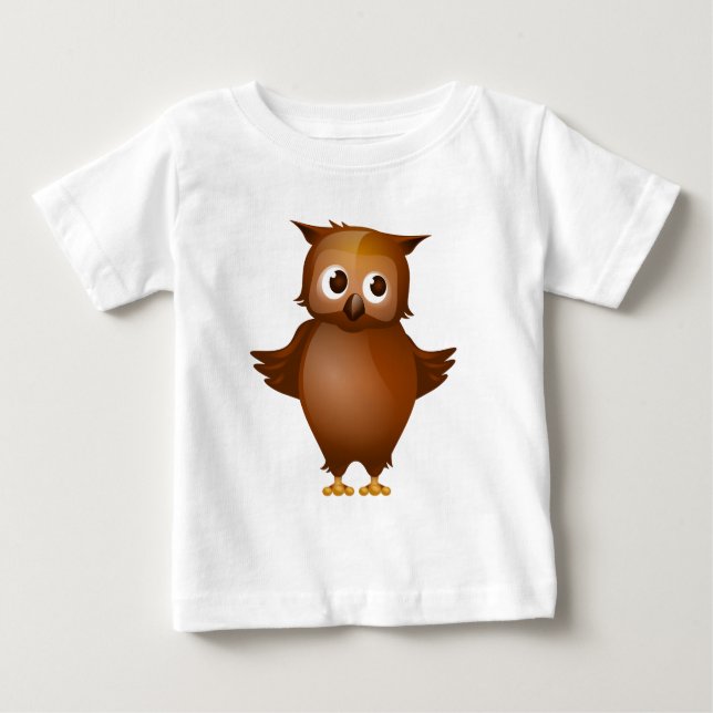 Editable Background - Cute Brown Owl Baby T-Shirt (Front)