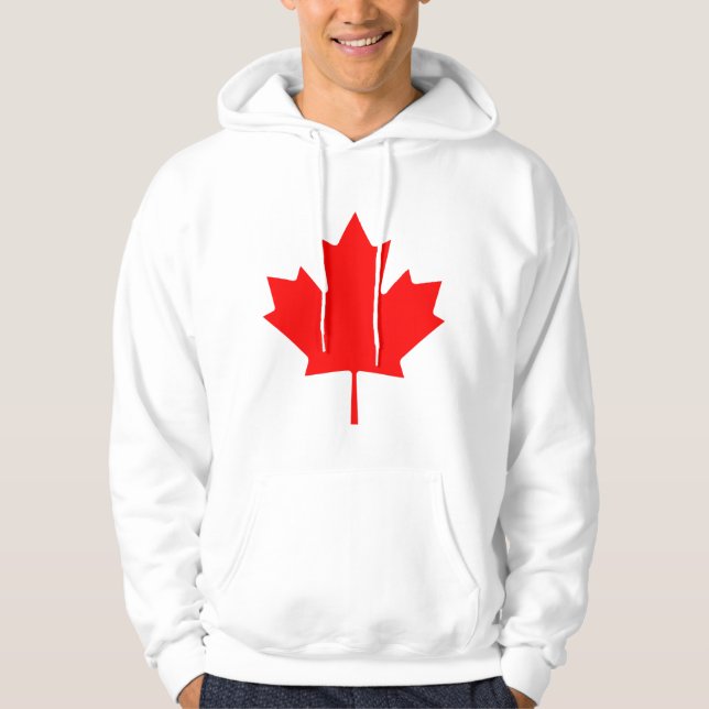 Editable Background Red Canada Maple Leaf Souvenir Hoodie (Front)