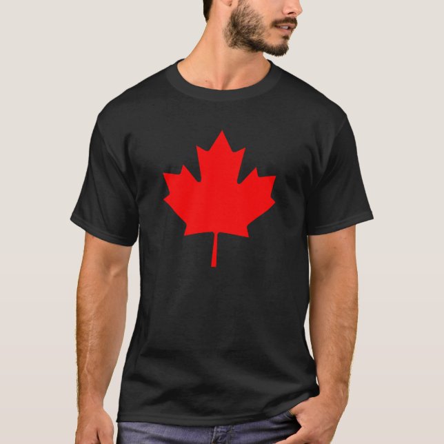 Editable Background Red Canada Maple Leaf Souvenir T-Shirt (Front)