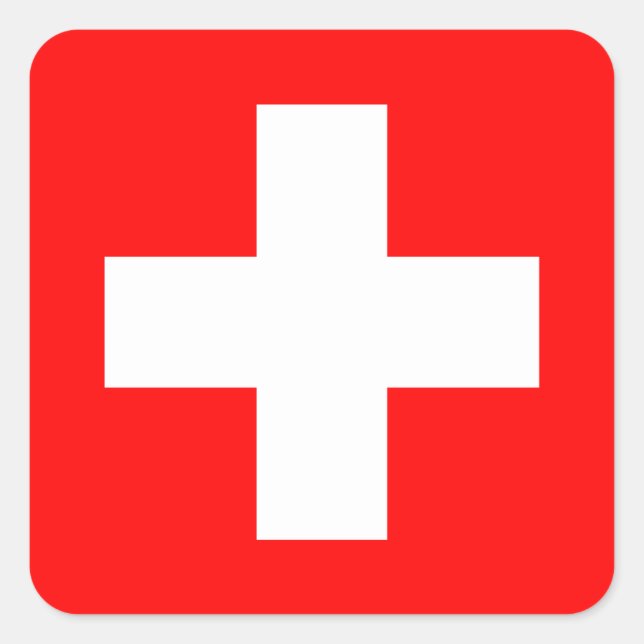 Editable Background, The Flag of Switzerland Square Sticker (Front)