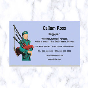 Editable Bagpiper Business Card