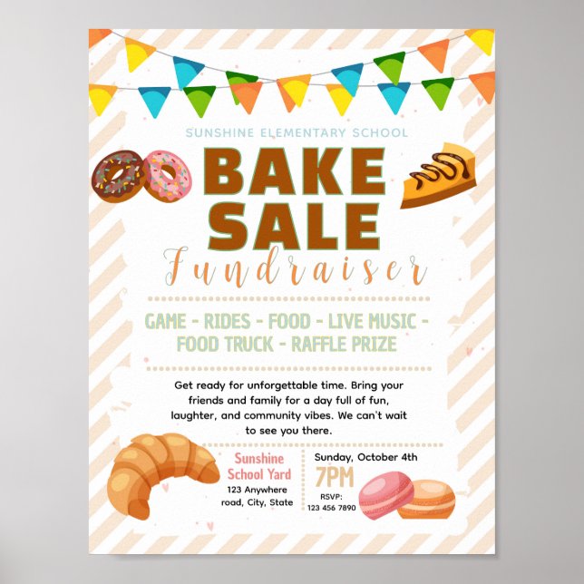 Editable bake sale fundraiser flyer poster (Front)