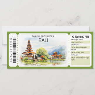 Editable Bali Plane ticket, Bali Trip Invitation