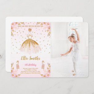 Editable Ballerina Birthday Photo Invitation