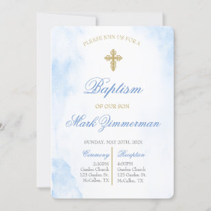 Editable baptism  boy invitation