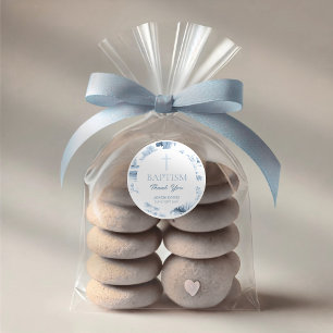 Editable Baptism Stickers – Blue Vintage Toile