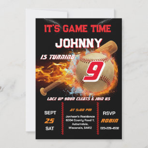 Editable Baseball Birthday Invitation