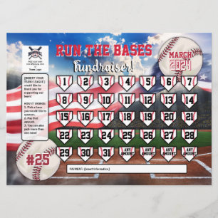 Editable Baseball Calendar Fundraiser Flyer USA Invitation