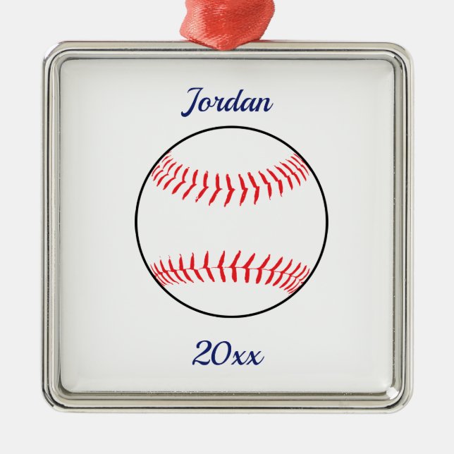 Editable Baseball Softball Metal Ornament (Front)