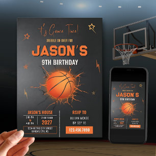 Editable Basketball Birthday  Invitation