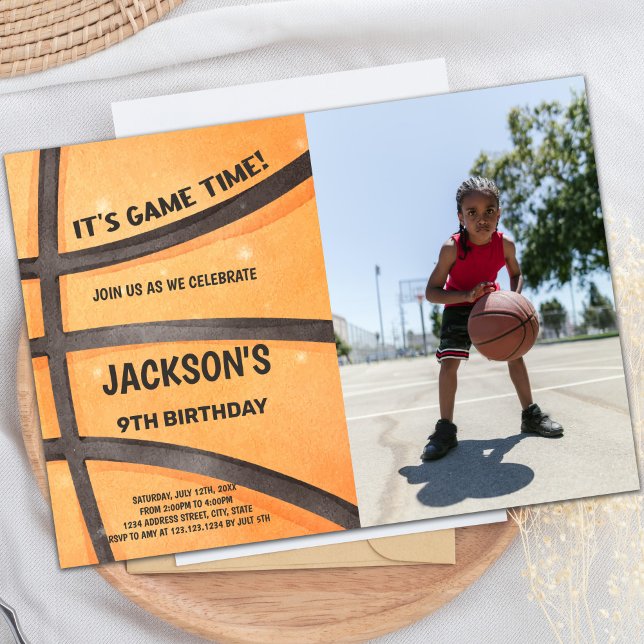 Editable Basketball Birthday Invitation with Photo (Full Basketball Birthday Invitations with photo)