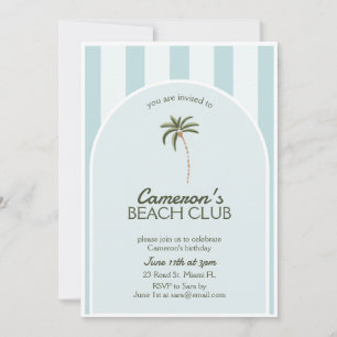 Editable Beach Club Cabana Invitation Birthday