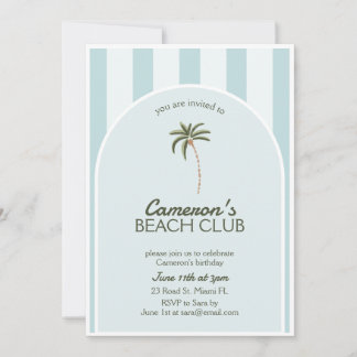Editable Beach Club Cabana Invitation Birthday