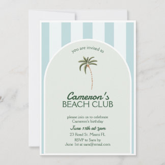 Editable Beach Club Cabana Invitation Birthday