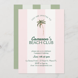 Editable Beach Club Cabana Invitation Birthday