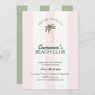 Editable Beach Club Cabana Invitation Birthday