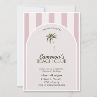 Editable Beach Club Cabana Invitation Birthday