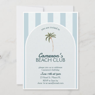 Editable Beach Club Cabana Invitation Birthday