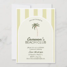 Editable Beach Club Cabana Invitation Birthday
