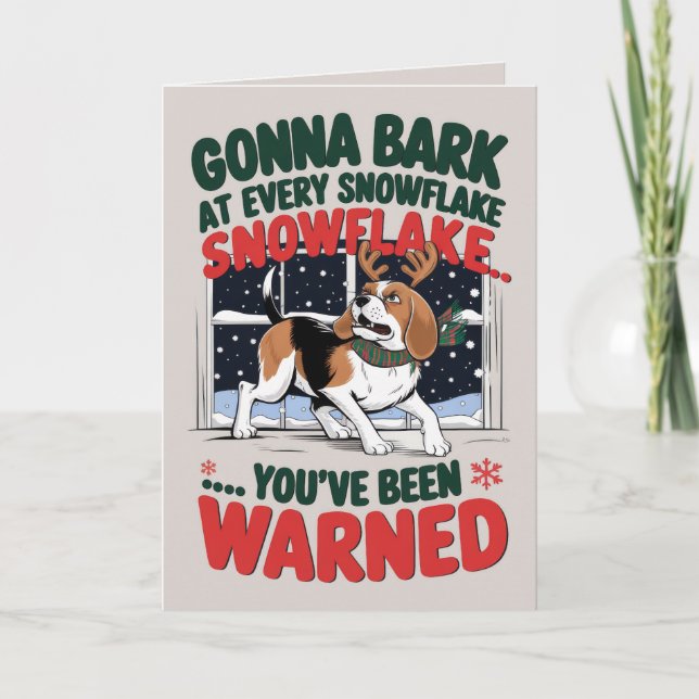 EDITABLE Beagle Funny Dog Christmas Card (Front)