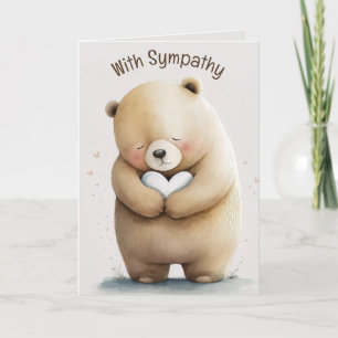 Editable Bear With Heart Sympathy Card