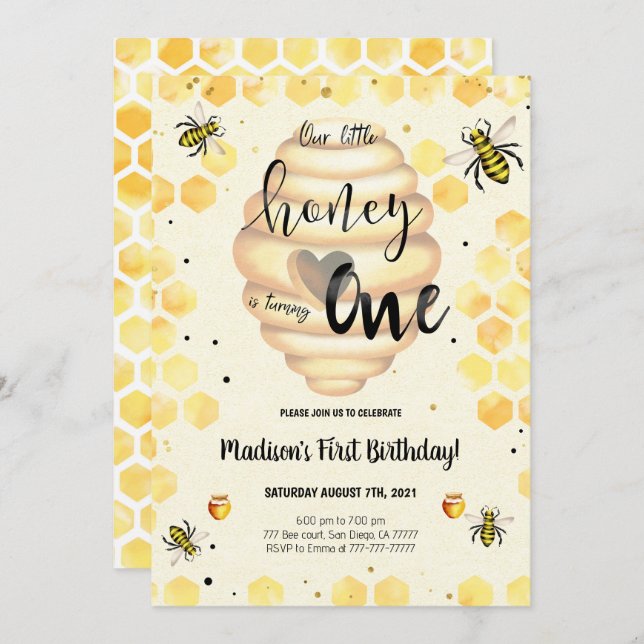 Editable Bee Invitation (Front/Back)