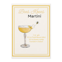 Editable Bees Knees Martini Recipe Card