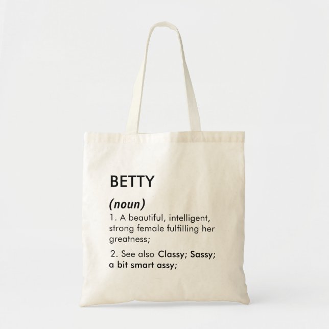 Editable Betty name definition, custom name Tote Bag (Front)