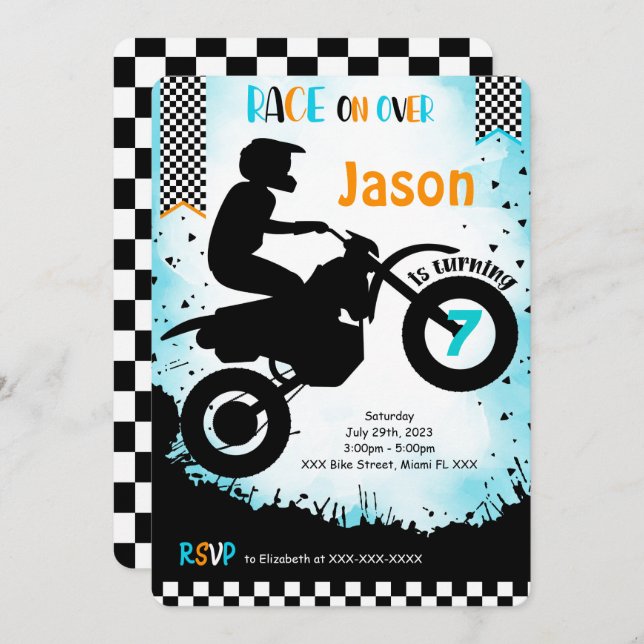 Editable Bike Birthday Invitation (Front/Back)