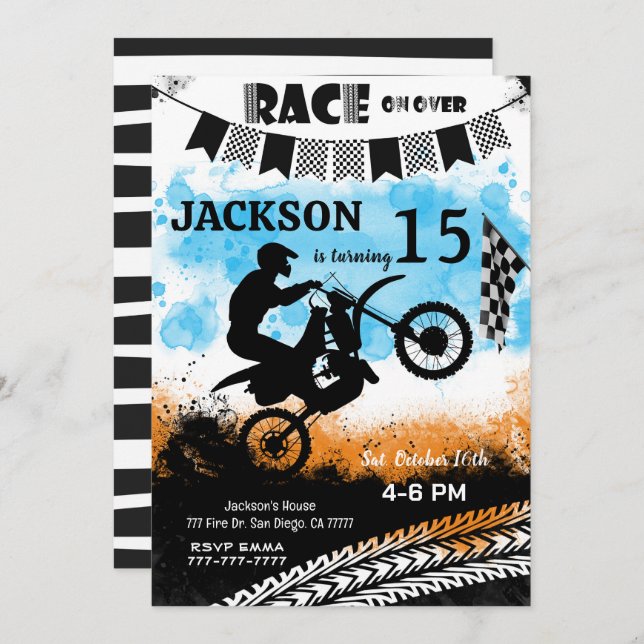 Editable Bike Birthday Invitation, Invitation (Front/Back)