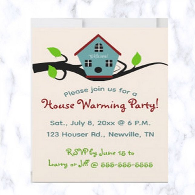 Editable Birdhouse House Warming Invitation (New home?  This is the perfect invitation for a house warming party!)