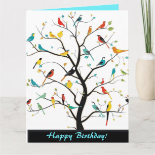 Editable Birds in a Tree Greeting Card
